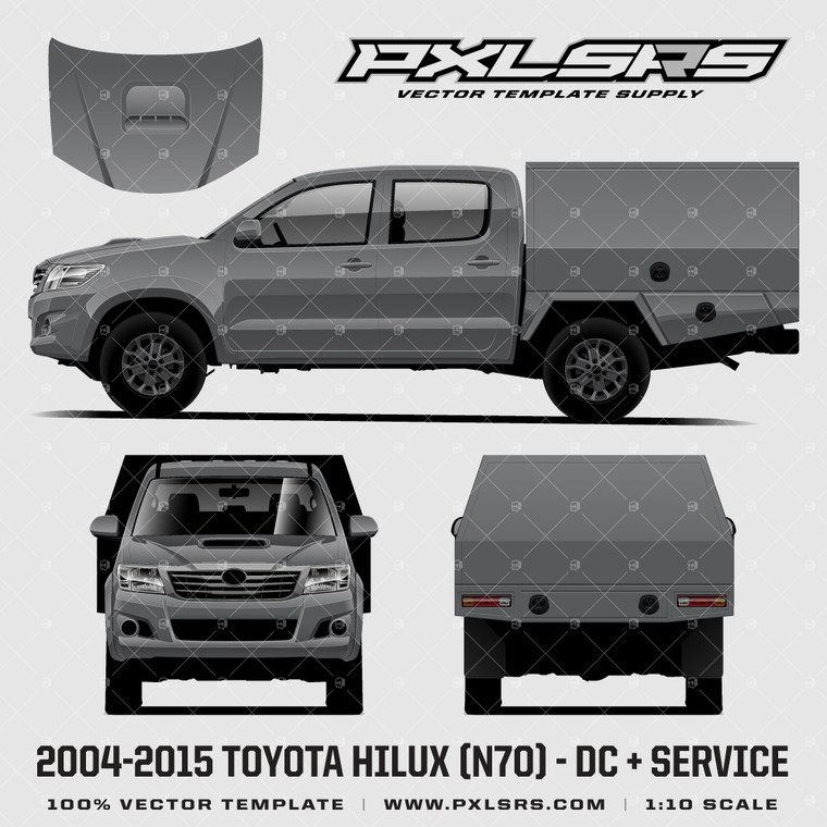 2004-2015 Toyota Hilux (N70) - Double Cab + Service '100% Vector' Template