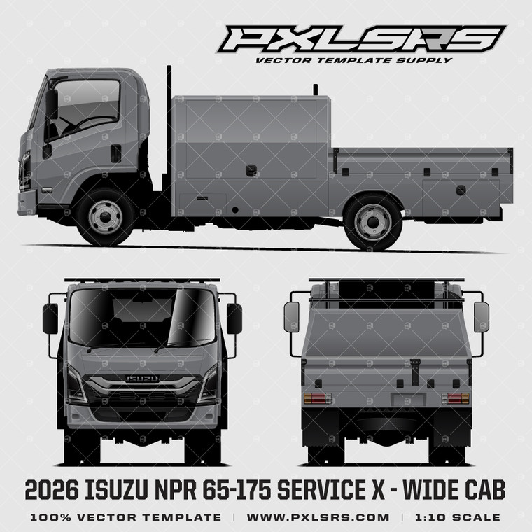 2026 Isuzu ELF / N-Series Service X (NPR/NQR) Wide Cab - Vector Template