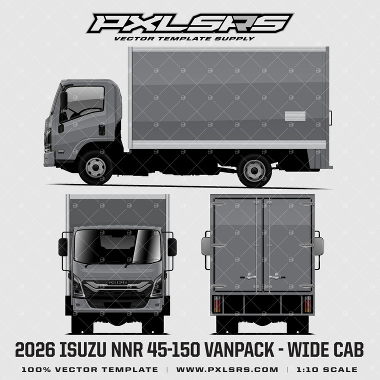2026 Isuzu ELF / N-Series Vanpack (NNR) Wide Cab - Vector Template