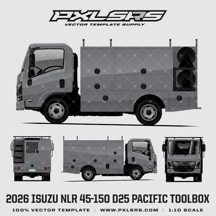 2026 Isuzu ELF / N-Series Pacific Toolbox D25 (NLR) Standard Cab - Vector Template
