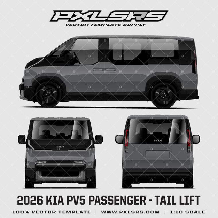 2026 KIA PV5 Passenger - Tail Lift '100% Vector' Template