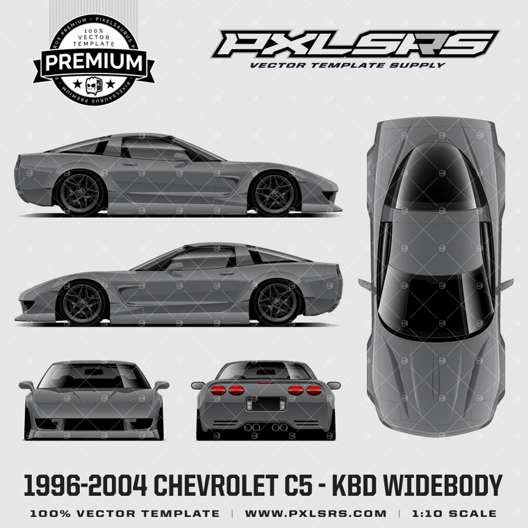 1996-2004 Chevrolet C5 Corvette KBD Widebody - Full 'Premium' Vector Template