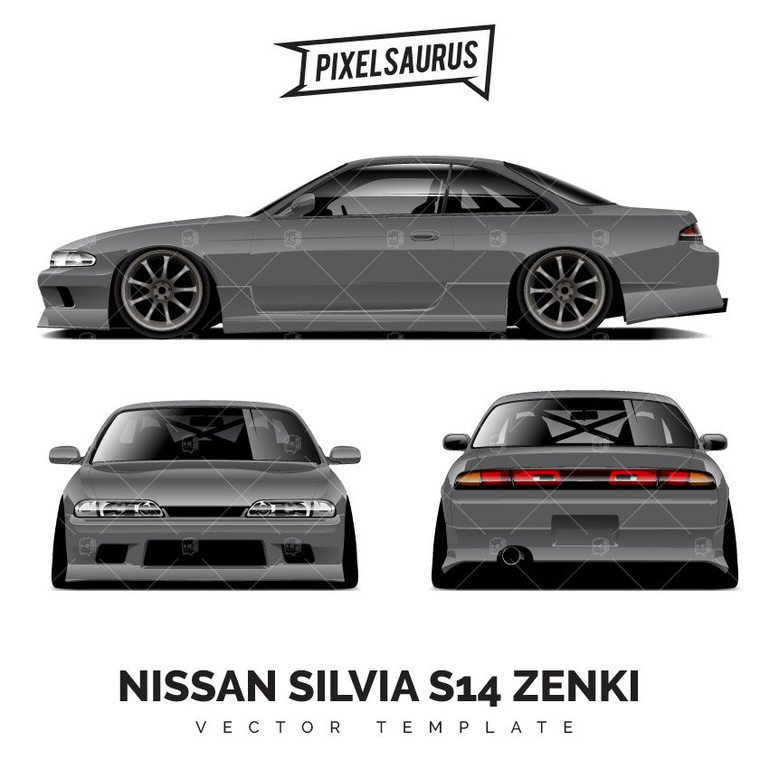 Nissan Silvia S14 Zenki Drift Car Vector Template