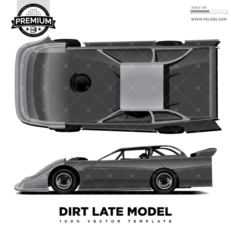 Dirt Late Model 'Premium' Vector Template - Top & Side