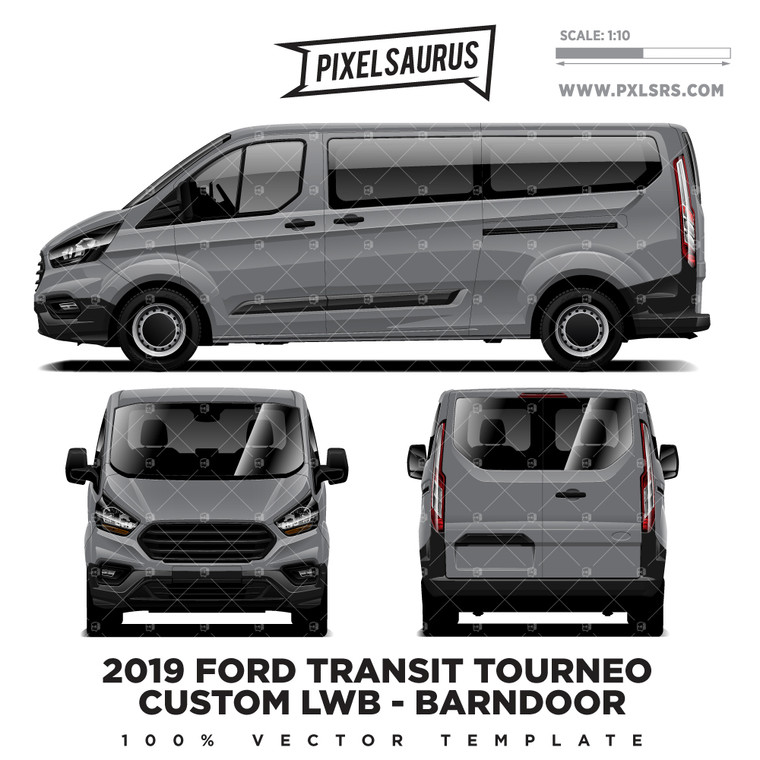 2019 Ford Transit Tourneo Custom LWB (Barndoor) Vector Template