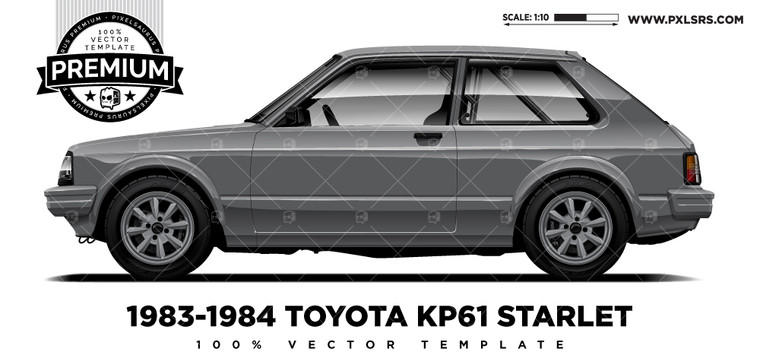 1983-84 Toyota KP61 Starlet 'Premium' Vector Template