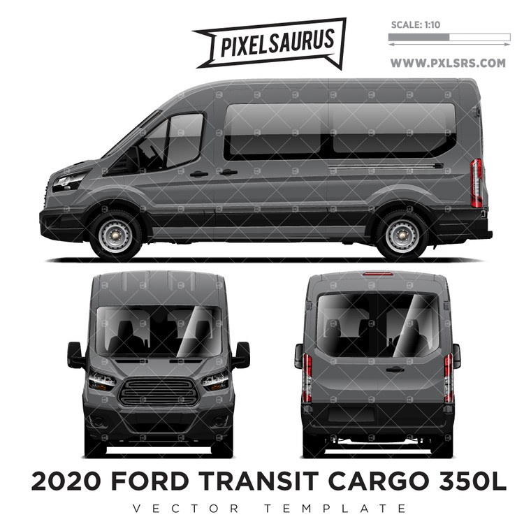 2020-2026 Ford Transit Cargo 350L (Barn Door) Vector Template