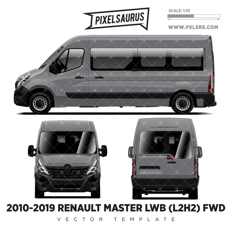 2010-2019 RENAULT MASTER LWB FWD - L3H2 Vector Template