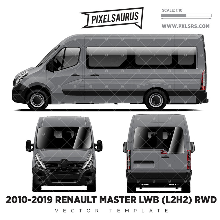 2010-2019 RENAULT MASTER LWB RWD - L3H2 Vector Template