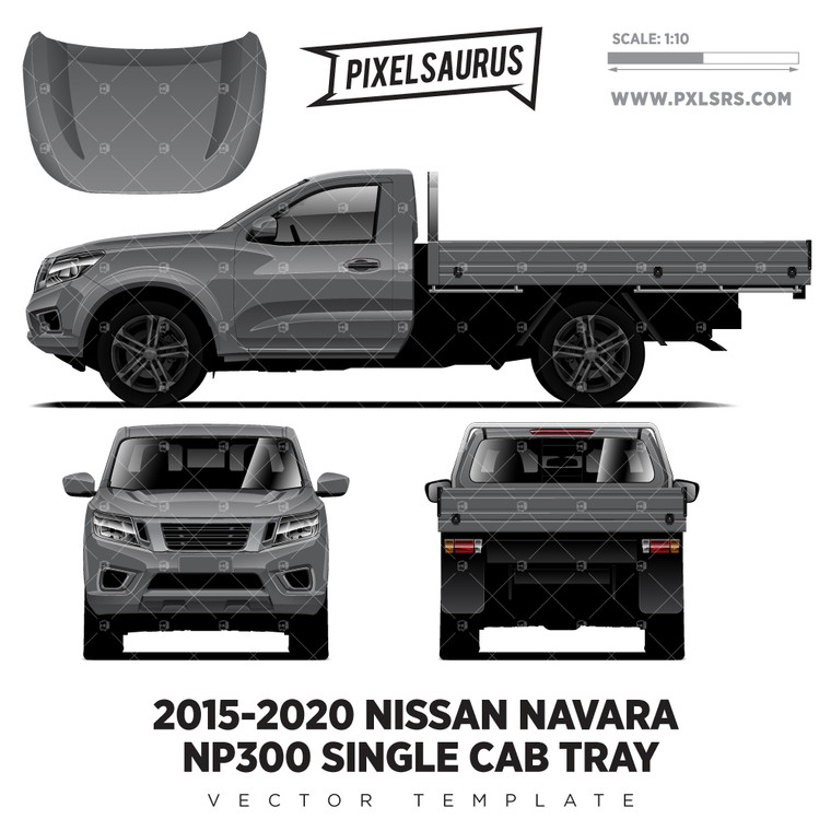 2015-2020 Nissan Navara NP300/D23 (Frontier) Single Cab Tray Back Vector Template