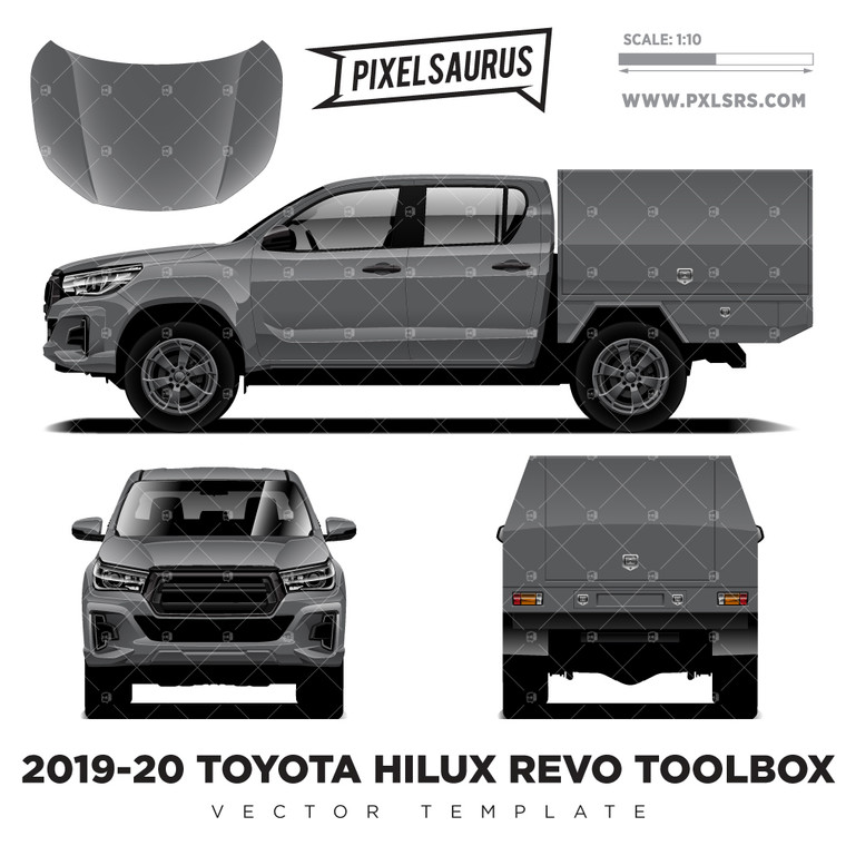 2019 Toyota Hilux Revo - Toolbox Back - Vector Template