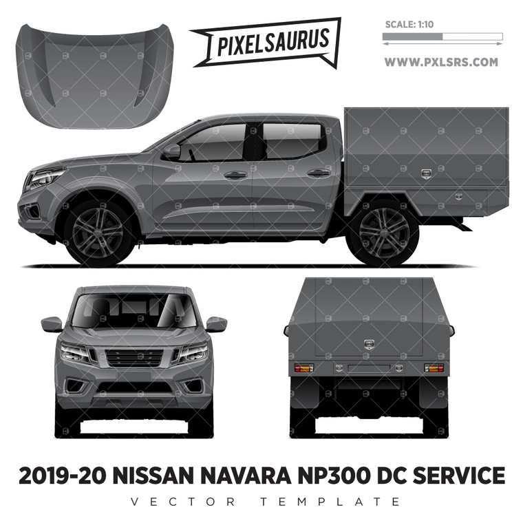 2015-2020 Nissan Navara NP300/D23 (Frontier) Double Cab Service Body Vector Template