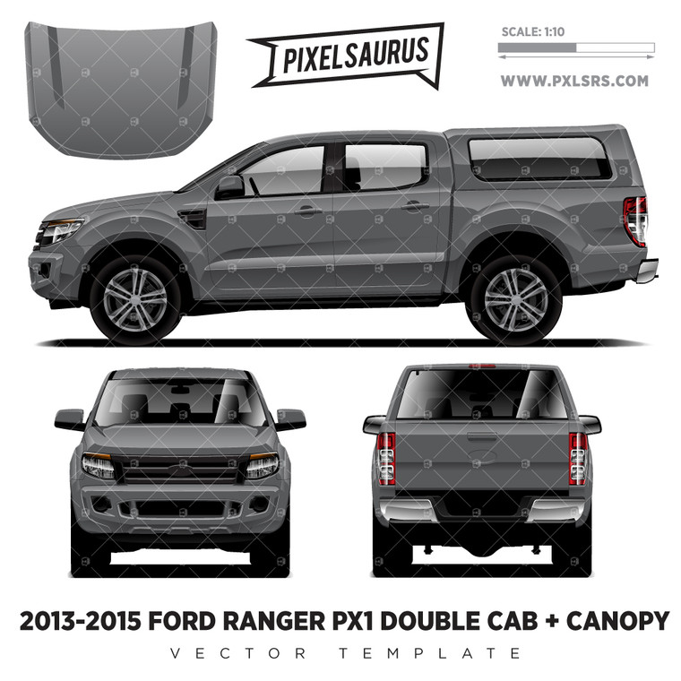 2013-2015 Ford Ranger PX1 Double Cab + Canopy Vector Template