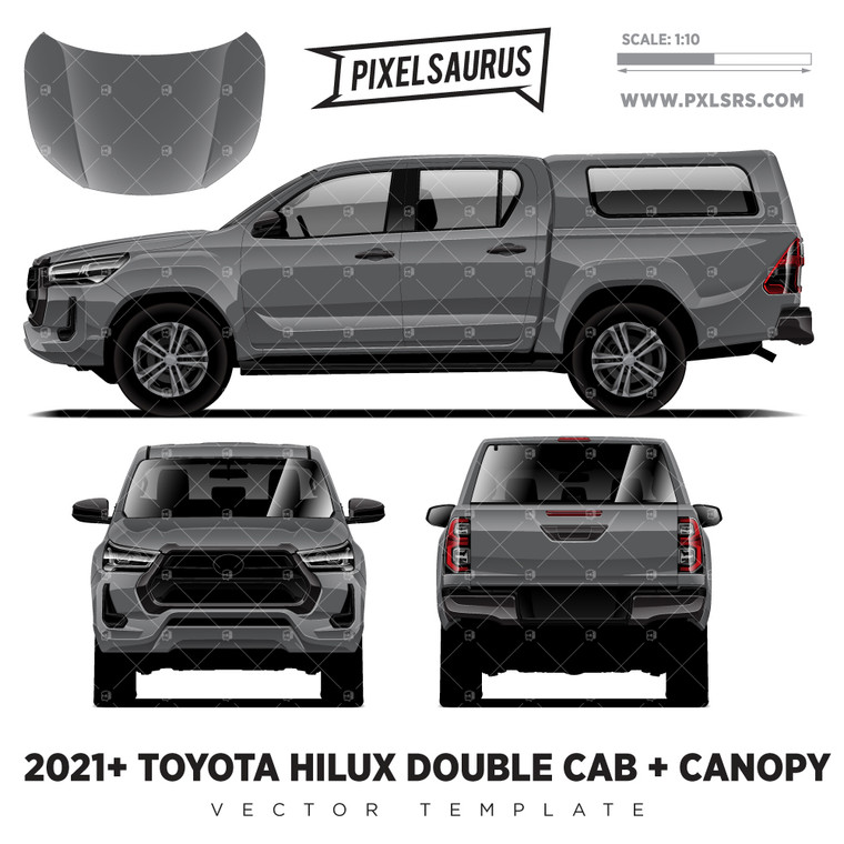 2021 Toyota Hilux Double Cab + Canopy '100% Vector' Template