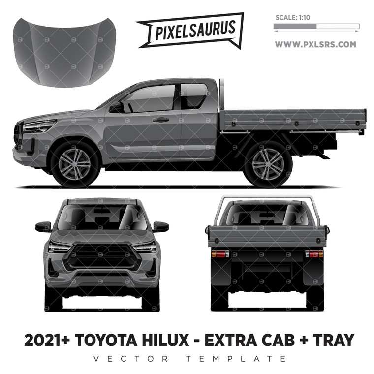 2021 Toyota Hilux Extra Cab + Tray '100% Vector' Template