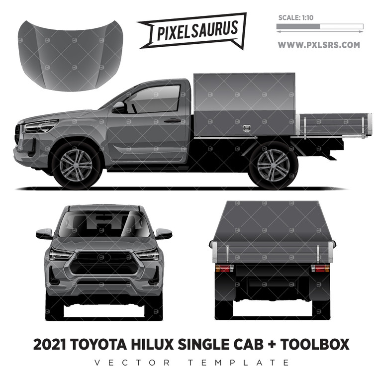 2021 Toyota Hilux Single Cab + Toolbox '100% Vector' Template