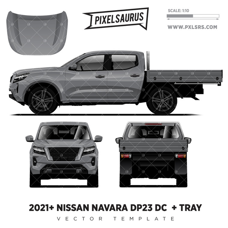 2021+ Nissan Navara NP300/D23 (Frontier) Double Cab + Tray Vector Template