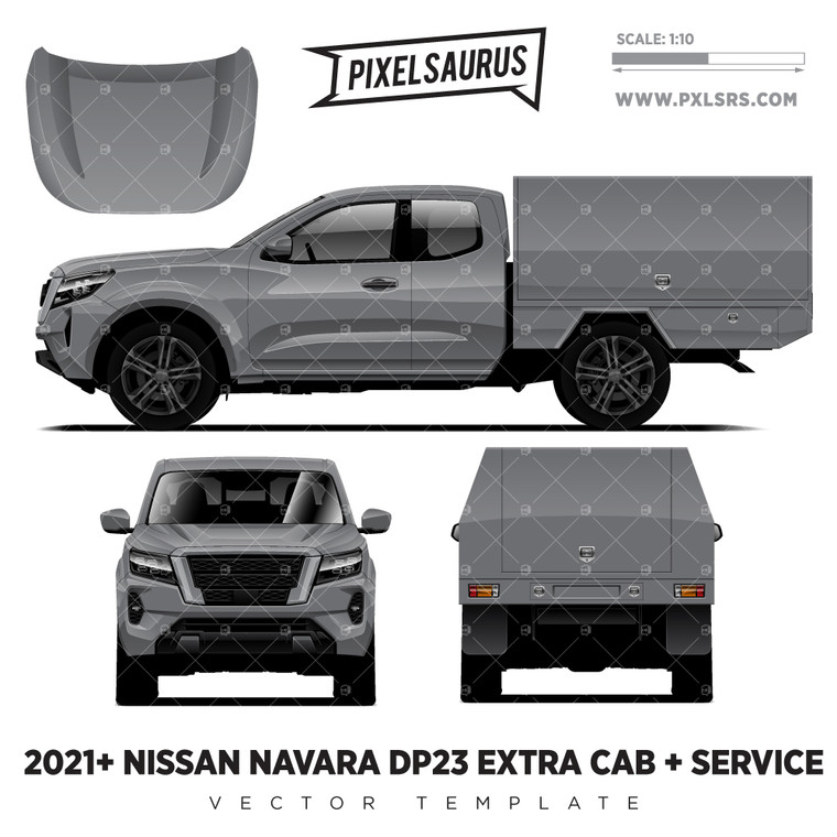 2021+ Nissan Navara NP300/D23 (Frontier) Extra Cab + Service Vector Template
