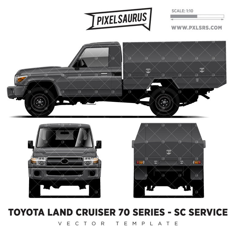 Toyota Land Cruiser 70-79 Series Single Cab + Service '100% Vector' Template