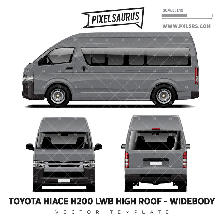 2018 Toyota Hiace / Regius Ace (H200) LWB - Hi_Roof Widebody vector Template