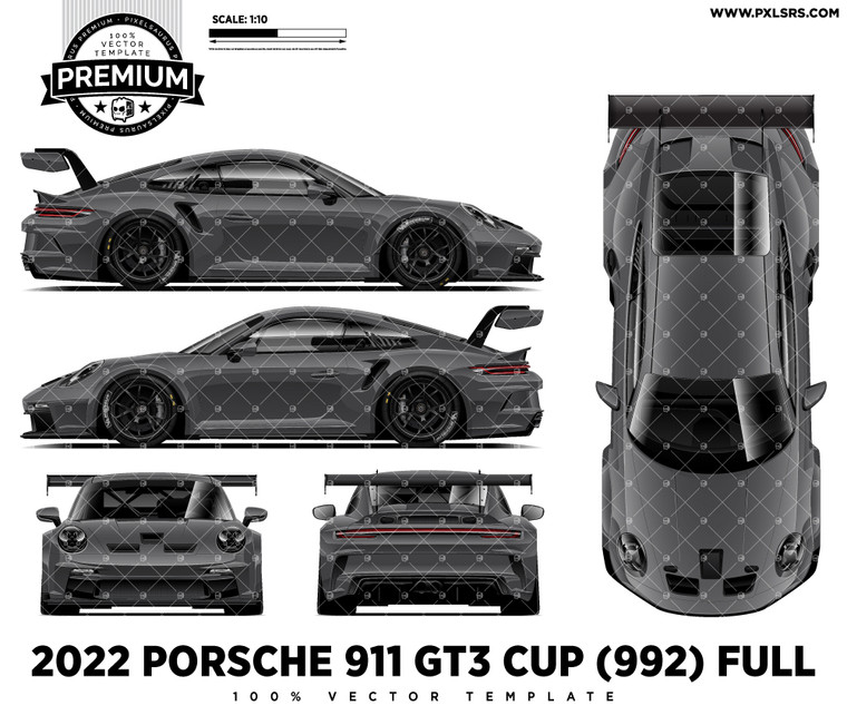 2022 Porsche 911 GT3 Carrera Cup (992) Full 'Premium' Vector Template