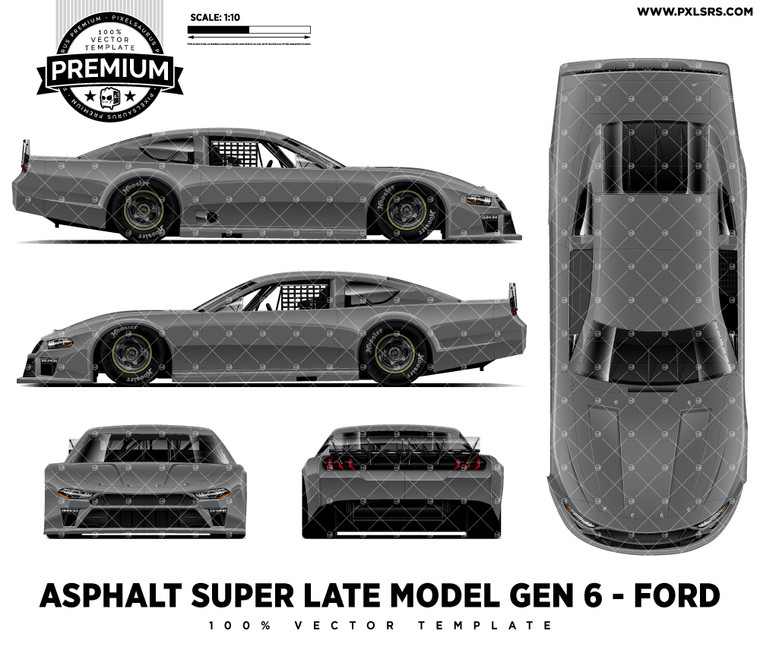 Ford Mustang  - Asphalt Gen-6 Super Late Model - Full 'Premium' Vector Template