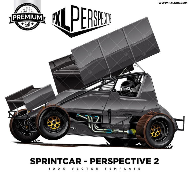 Dirt Track Sprint Car 2 'Premium Perspective' 100% Vector Template