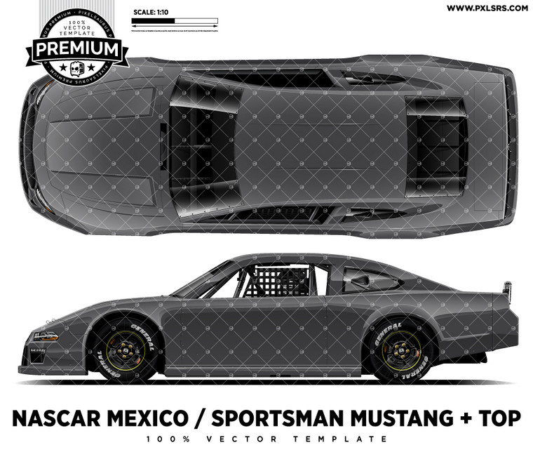 NASCAR MEXICO SERIES / SPORTSMAN MUSTANG + TOP Vector Template