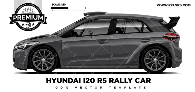 Hyundai i20 R5 Rally Car 'Premium' Side Vector Template