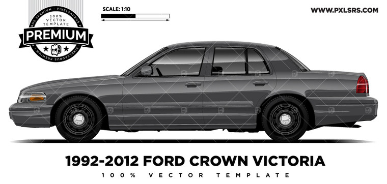 1992-2012 Ford Crown Victoria 'Premium Side' Vector Template