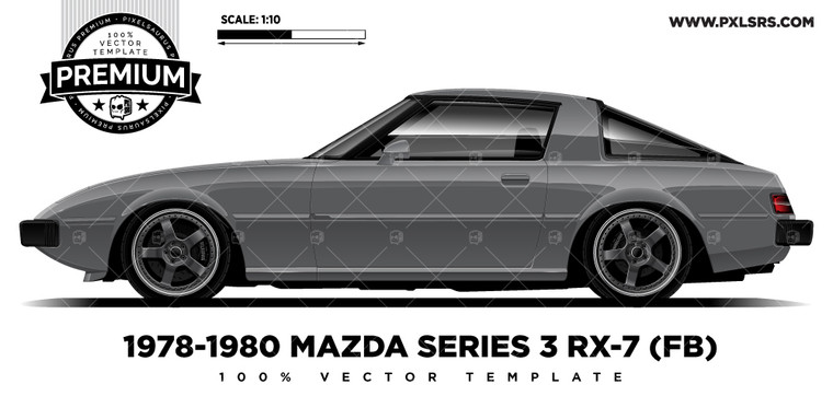 1978-1980 Mazda FB RX-7 (Series 3) 'Premium' Vector Template