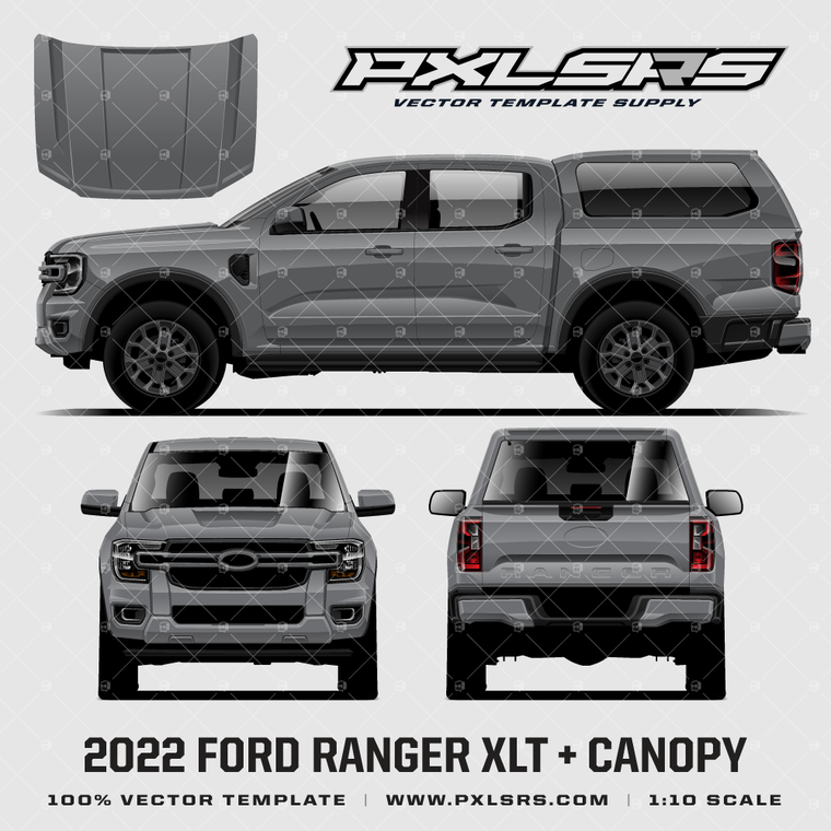 2022-2023 Ford Ranger XLT / SPORT + Canopy '100% Vector' Template