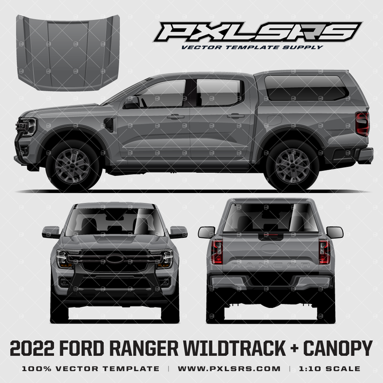 2022-2026 Ford Ranger Wildtrack + Canopy - Double Cab '100% Vector' Template