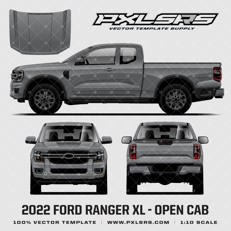 2022-2023 Ford Ranger XLT/Sport Open Cab '100% Vector' Template