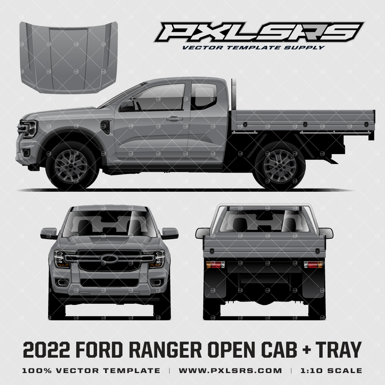 2022-2023 Ford Ranger - Open Cab - Tray '100% Vector' Template