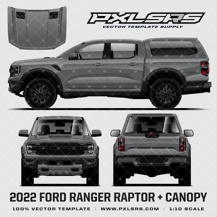 2022-2023 Ford Ranger Raptor + Canopy '100% Vector' Template