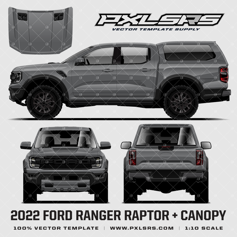 2022-2026 Ford Ranger Raptor + Canopy '100% Vector' Template