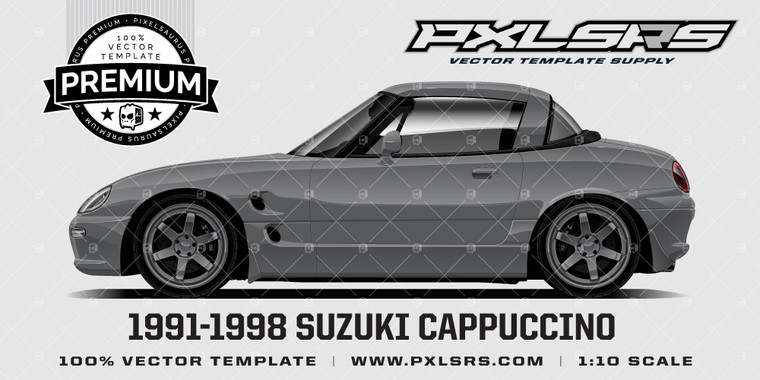 1991-1998 Suzuki Cappuccino - Side  'Premium' Vector Template