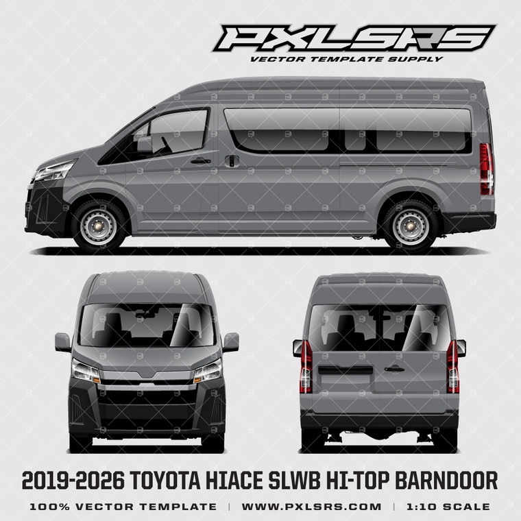 2019-2026 Toyota Hiace / Regiusace SLWB Hi-Top Barndoor (H300) 'Vector' Template