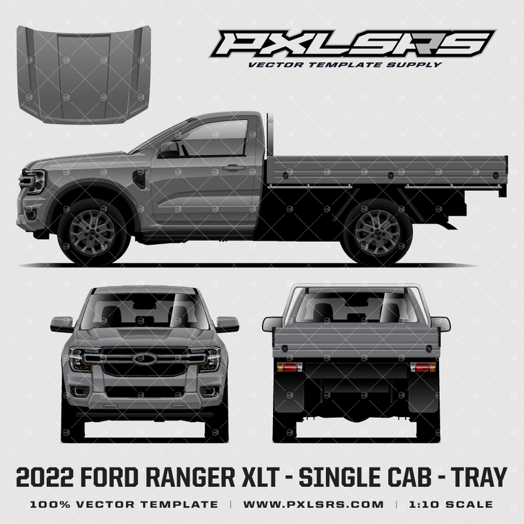 2022-2023 Ford Ranger - Single Cab - Tray '100% Vector' Template