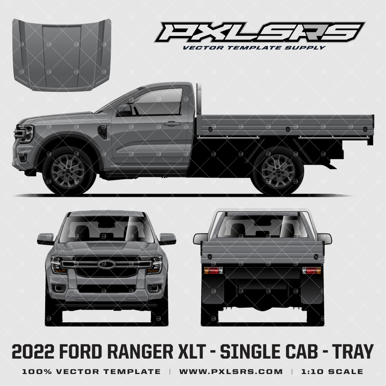 2022-2026 Ford Ranger - Single Cab - Tray '100% Vector' Template