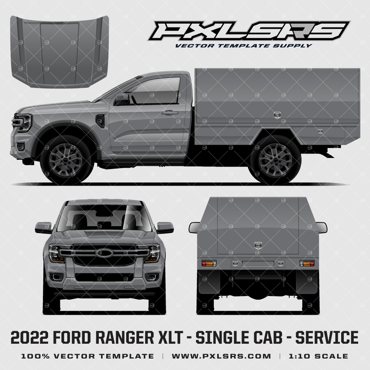 2022-2026 Ford Ranger - Single Cab - Service '100% Vector' Template