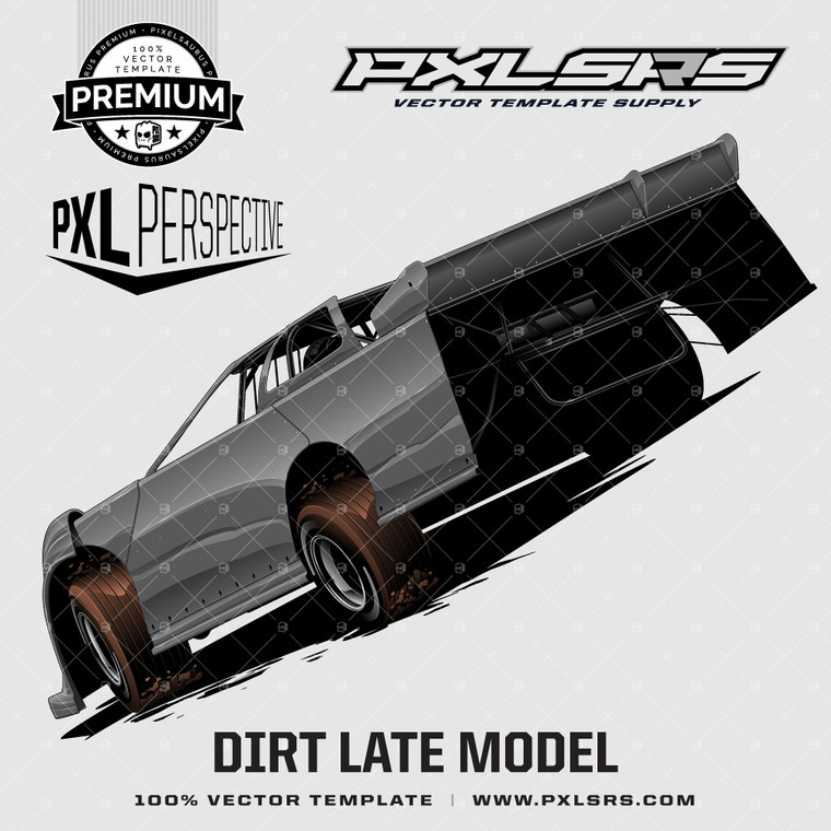 Dirt Late Model Rear 'Premium Perspective' 100% Vector Template