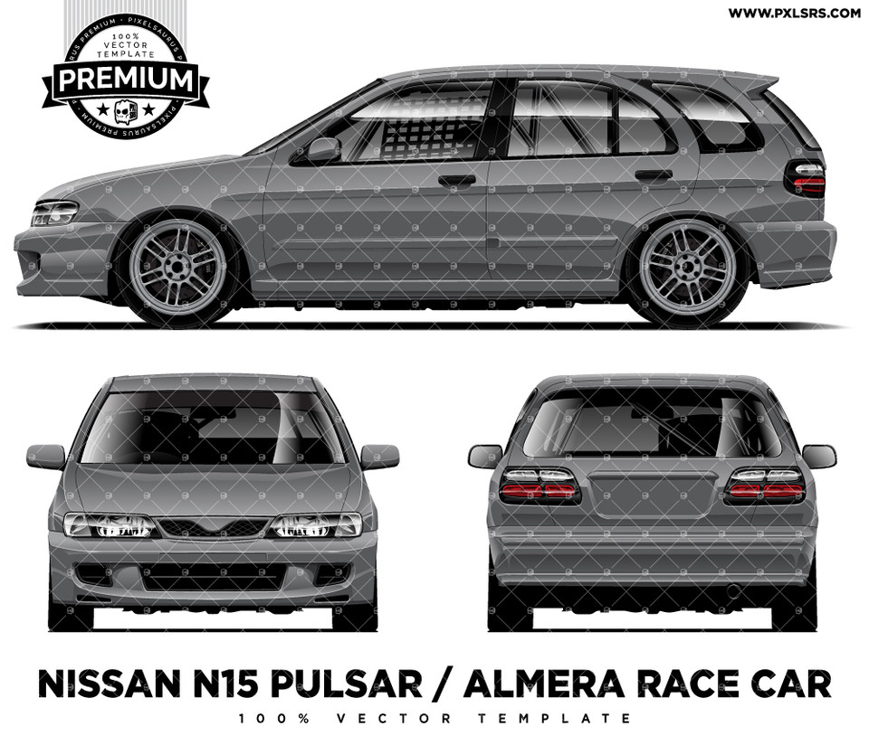 Pulsar Racing Vector Nissan N15 Pulsar (Almera) Race Car Full 'Premium' vector template