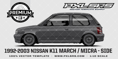 1992-2003 NISSAN K11 MARCH / MICRA - SIDE 'Premium' Vector Template