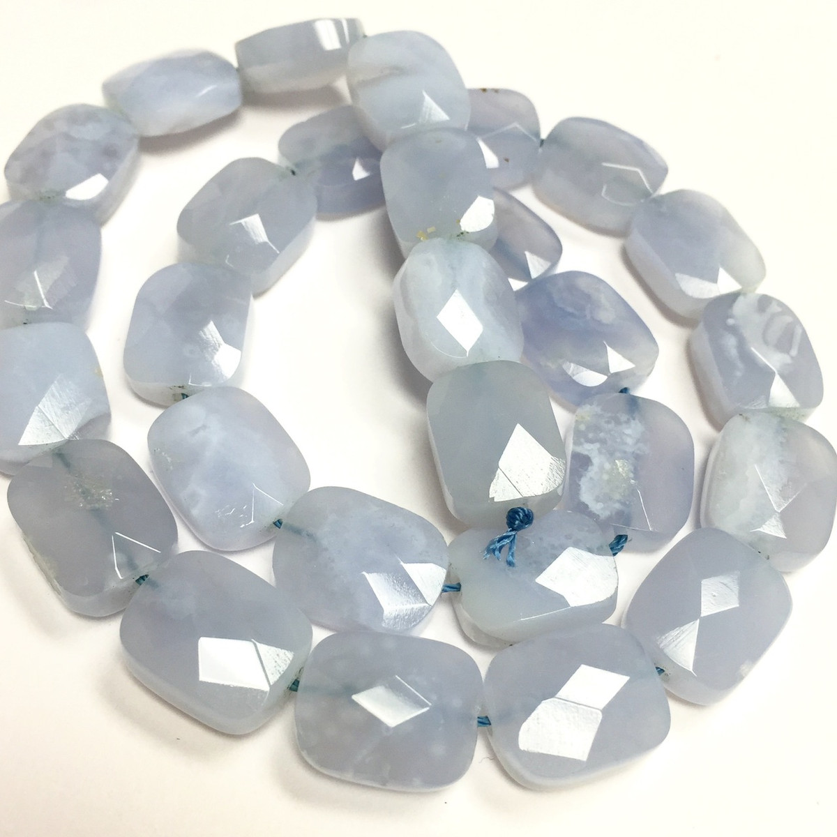 Chalcedony Faceted Rectangle Cushion Beads-14 x 11 x7mm