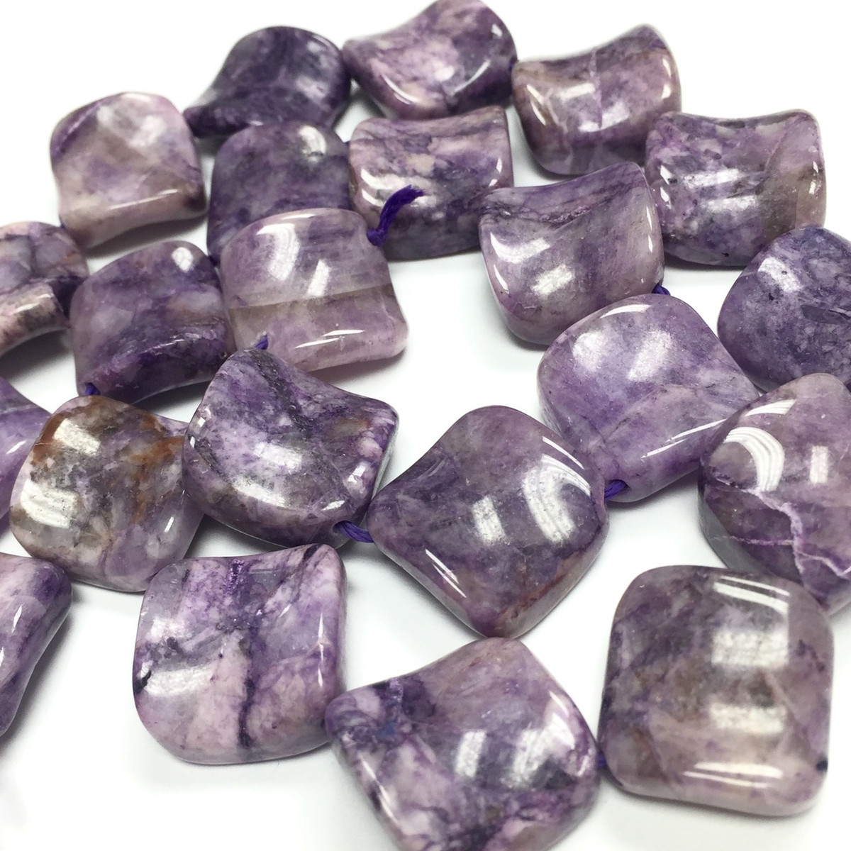 Charoite Twisted Sqaures on the Diagonal Beads-16mm