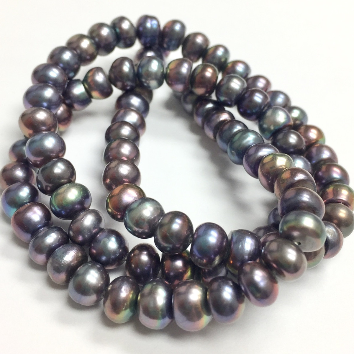 Freshwater Peacock Button Pearl Beads-6-7mm