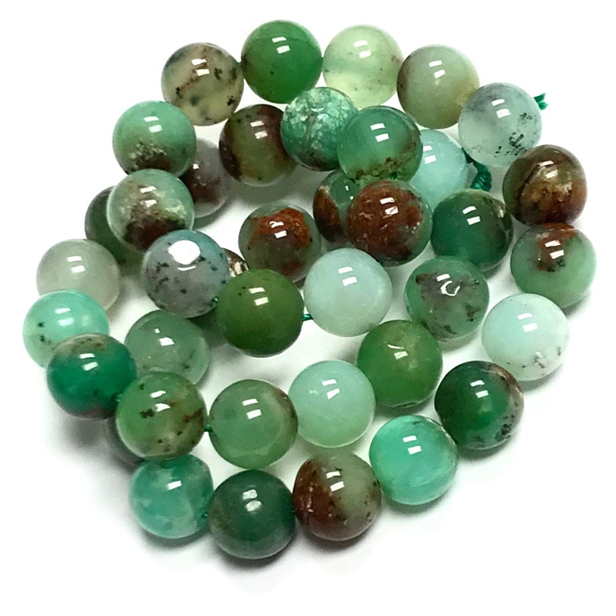 RARE Highly Polished Chrysoprase Round Beads-10mm 