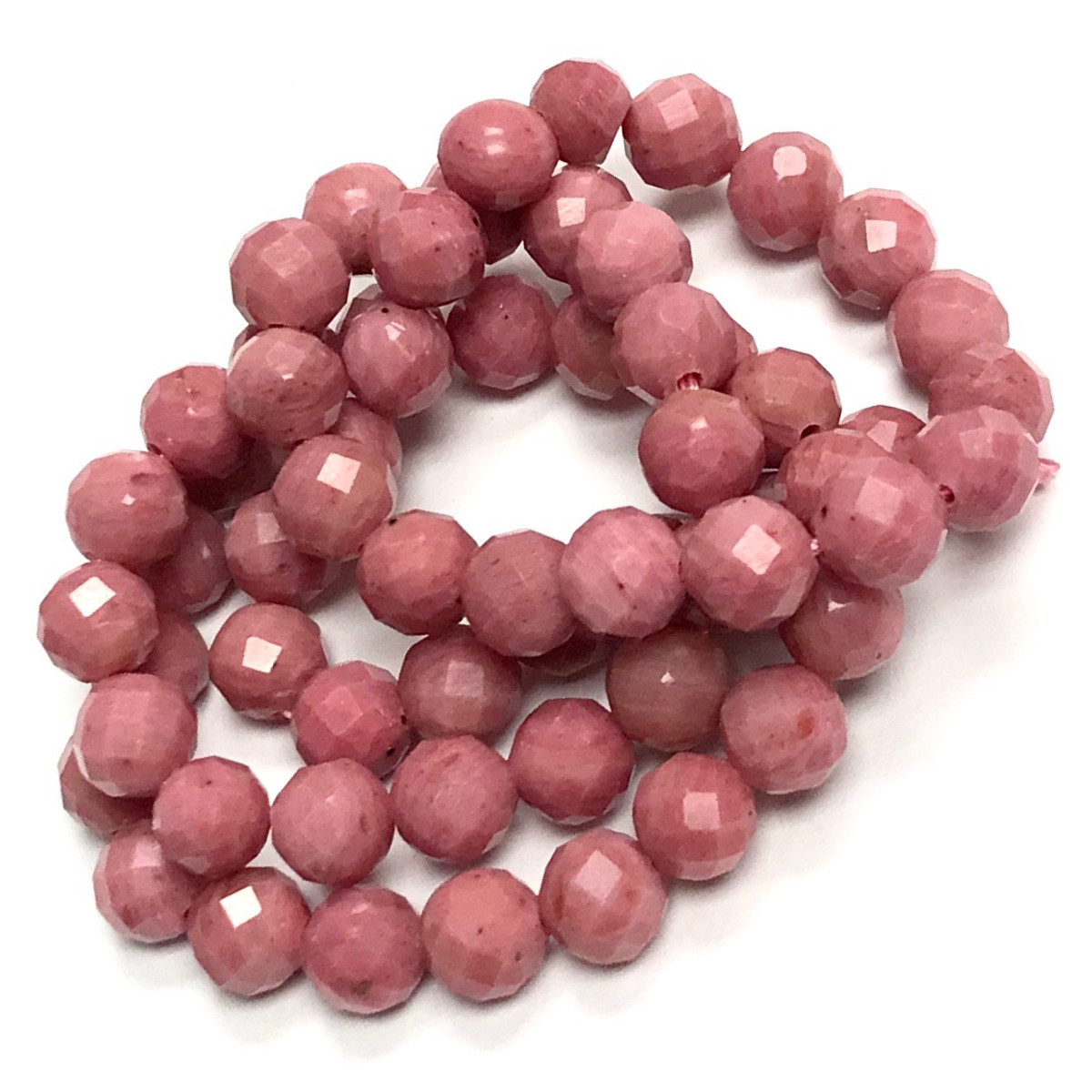 Micro Diamond Cut Round Rhodochrosite Beads